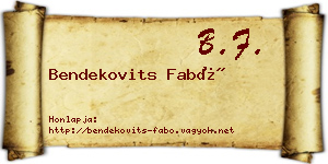 Bendekovits Fabó névjegykártya